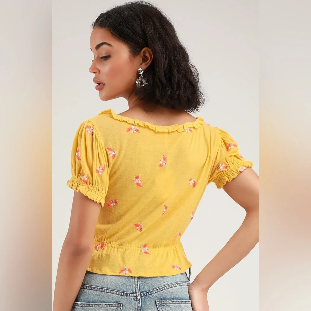 NWT Free People Full Bloom Embroidered Crop Top